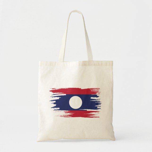 Bolsa Tote Laos Flag Brush Art (Frente)