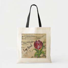 Bolsa Tote Lap Steel Elegante Tulip Vintage Sheet Music