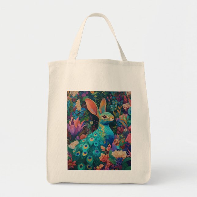 Bolsa Tote Lapin aux plumes de paon (Frente)