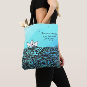 Bolsa Tote Lápis - Barco de Papel Desenhado texto motivacio