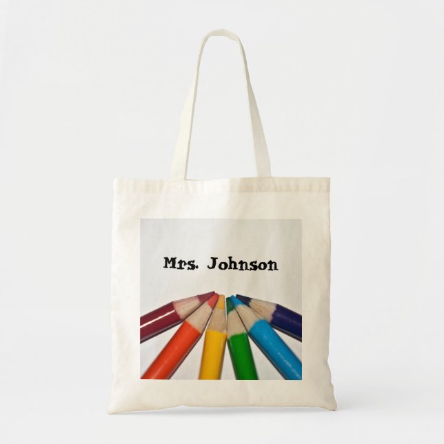Bolsa Tote Lápis coloridos customizáveis (Frente)