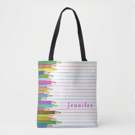 Bolsa Tote Lápis De Arte Coloridos De Volta Ao Costume