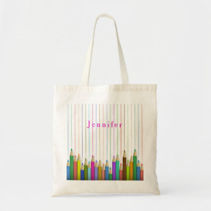Bolsa Tote Lápis De Arte Coloridos Folha Personalizada De Liv