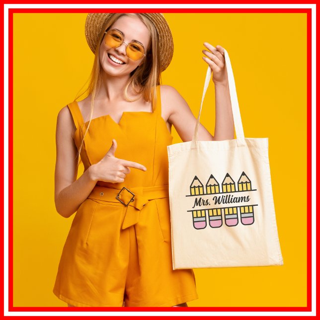 Bolsa Tote Lápis De Professora De Volta À Apreciação Escolar (Criador carregado)