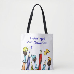 Bolsa Tote Lápis e pincéis Obrigado Professor Presente