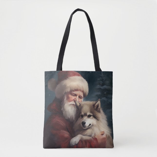 Bolsa Tote Lapphund Santa Claus Festivo (Frente)