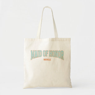 Bolsa Tote Laranja + Azul Verde Glitter Falso Varsity DAMA DE