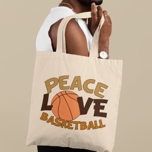 Bolsa Tote Laranja/Brown do basquetebol do amor da paz