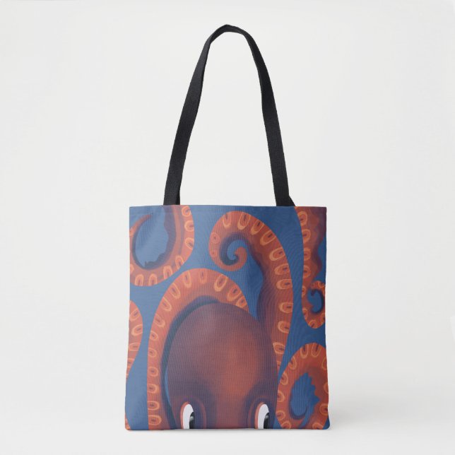Bolsa Tote Laranja-De-Peeking Cuja Vida Marinha De Octopus (Frente)