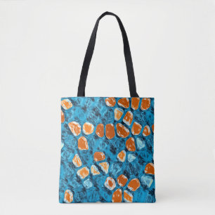 Bolsa Tote Laranja e Abstrato azul