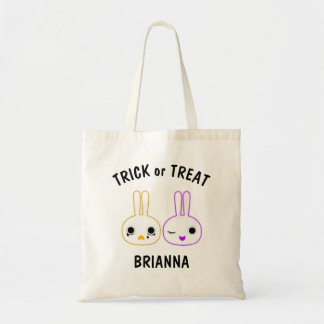 Bolsa Tote Laranja e coelho roxo, cor-de-rosa, truque ou trat