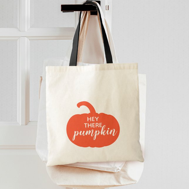 Bolsa Tote Laranja empoeirado de outono Ei, abóbora (Autumn Dusty Orange Hey There Pumpkin Tote Bag)