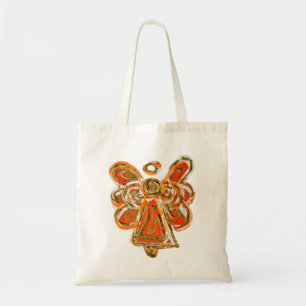 Bolsa Tote Laranja Guardian Angel Art Personalizado Token Bag