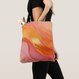 Bolsa Tote Laranja Moderna Rosa e Dourado-