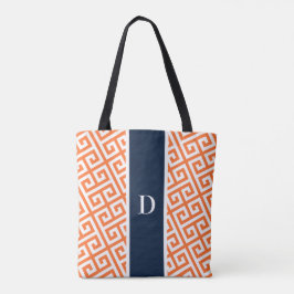Bolsa Tote Laranja Monograma - Marca de chave grega