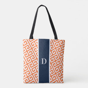 Bolsa Tote Laranja Monograma - Marca de chave grega