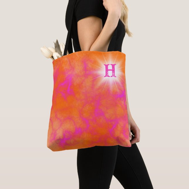 Bolsa Tote Laranja Personalizado e Rosa (Close Up)