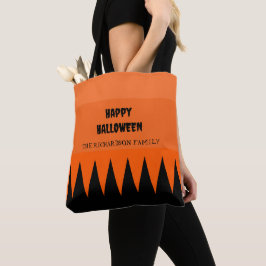 Bolsa Tote Laranja Preto Personalizado Feliz Halloween