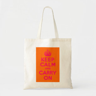 Bolsa Tote Laranja Rosa Mantenha a Calma e Continue