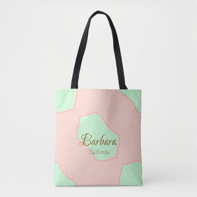 Bolsa Tote Laranja verde pastel boho adicionar nome lugar rús (Frente)