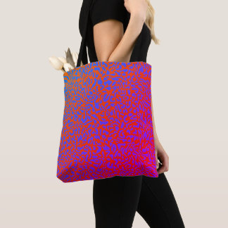 Bolsa Tote Laranja Vermelho Ardente Leopardo com Roxo e Azul