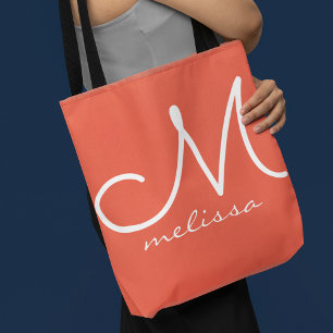 Bolsa Tote Laranja Vermelho Grande Saco De Toalha Com Seu Nom