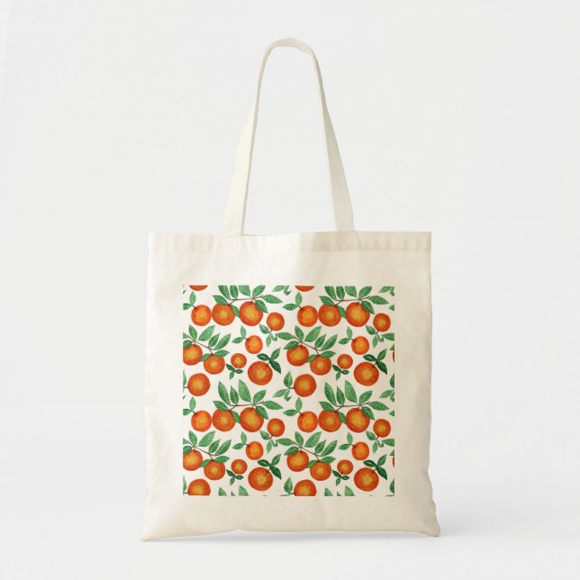 Bolsa Tote Laranjas de Verão Citrus Watercolor Fruta Padrão (Frente)