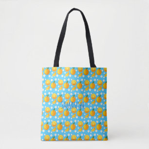Bolsa Tote Laranjas e Flores Brancas