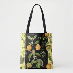 Bolsa Tote Laranjas e Limões Vintage com Ênfase Amarela
