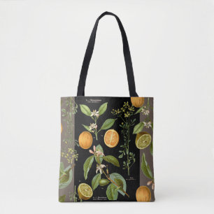 Bolsa Tote Laranjas e Limões Vintage com Ênfase Neutral