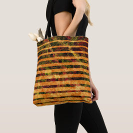 Bolsa Tote Laranjas estranhas e quadrados pequenos em linhas