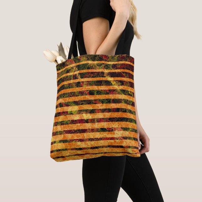 Bolsa Tote Laranjas estranhas e quadrados pequenos em linhas (Close Up)