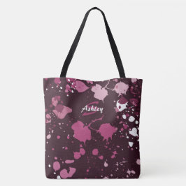 Bolsa Tote Largas de abertura do Splatter de Tinta Rosa Púrpu