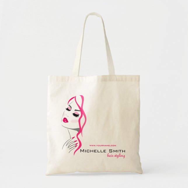 Bolsa Tote Lashes Manicure Cabelo Rosa Bela Branding (Frente)