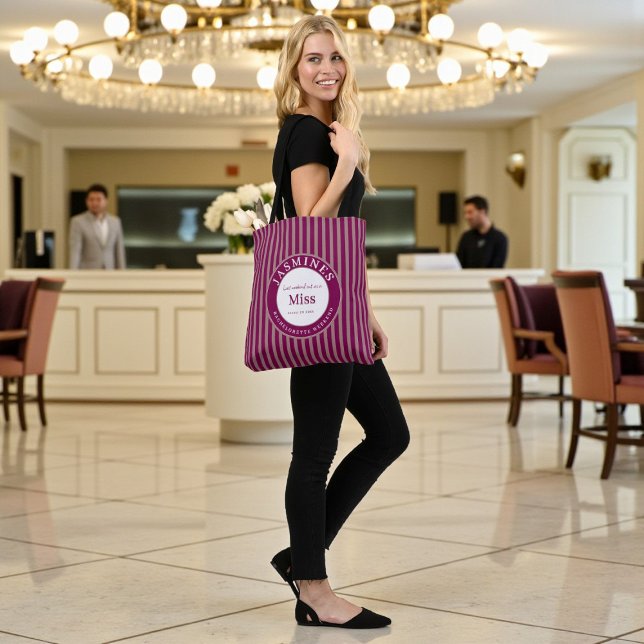 Bolsa Tote Last Weekend Out Miss Burgundy Taupe Stripes  (Criador carregado)