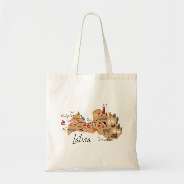 Bolsa Tote Latvia travel map (two-sided print) (Frente)