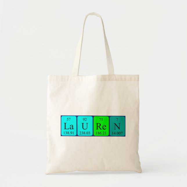 Bolsa Tote Lauren com nome de mesa periódica (Frente)