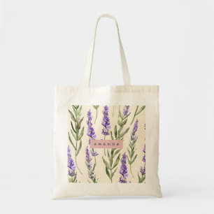 Bolsa Tote Lavanda Aquarela Personalizada Elegante