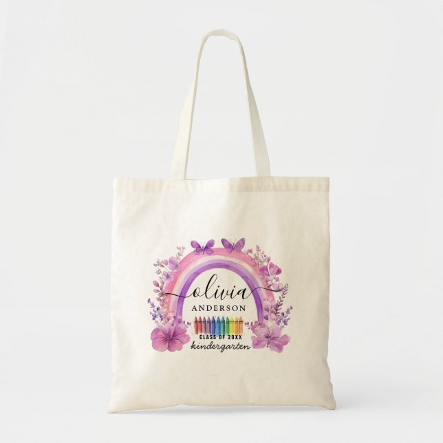 Bolsa Tote Lavanda Arco-Íris Personalizado Kids Token Bag (Frente)