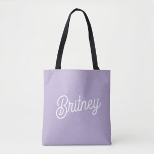 Bolsa Tote Lavanda Chic Personalizada Nome do Monograma Roxo