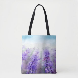Bolsa Tote Lavanda da Proveniência: Campo de Aquarela Vintage