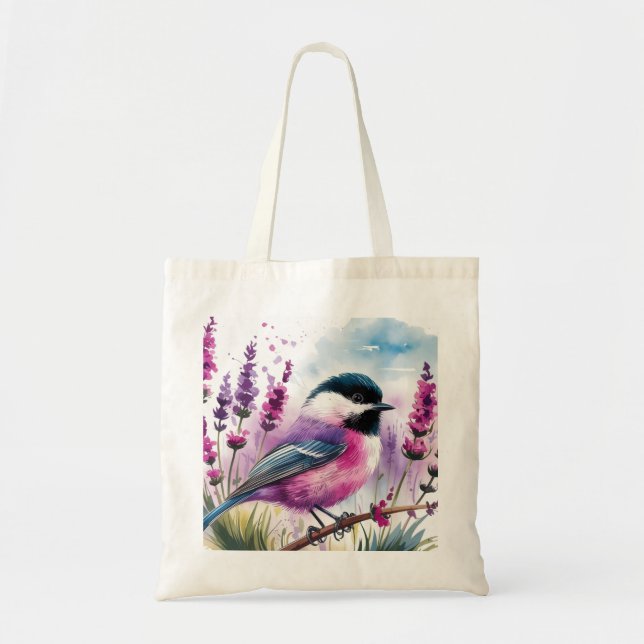 Bolsa Tote Lavanda de aquarela e Frango (Frente)