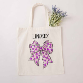 Bolsa Tote Lavanda de Arco de cochete Whimsical e Corações Ro