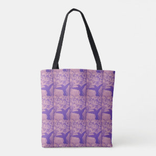 Bolsa Tote Lavanda Desbotada Canto Superior do Hummingbird