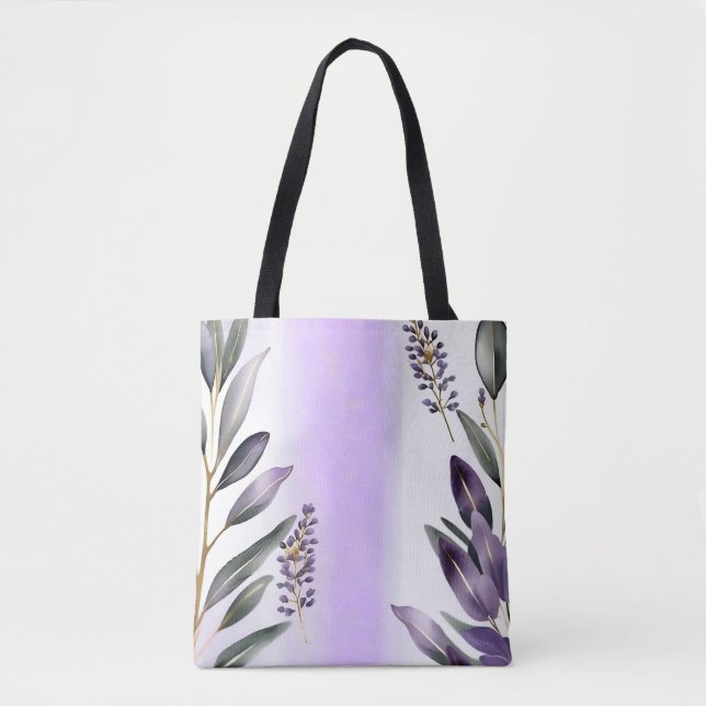 Bolsa Tote Lavanda e Eucalyptus Watercolor (Frente)