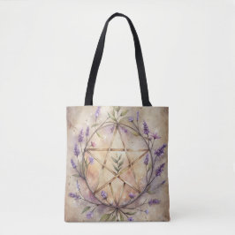Bolsa Tote Lavanda e Pentáculo - Sonhos do Jardim das Bruxas