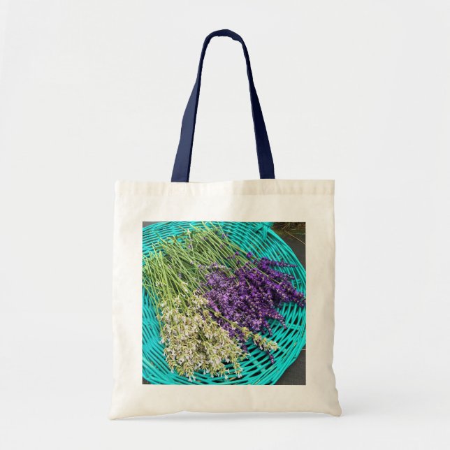 Bolsa Tote Lavanda em uma cesta (Frente)