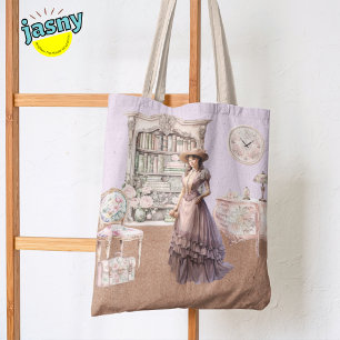 Bolsa Tote Lavanda Floral Vitoriana Única e Antiquada