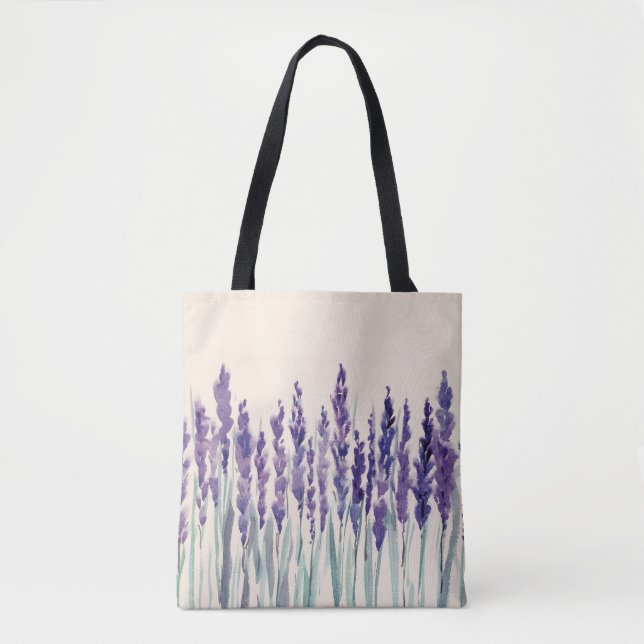 Bolsa Tote Lavanda francesa: Ilustração de Aquarela (Frente)