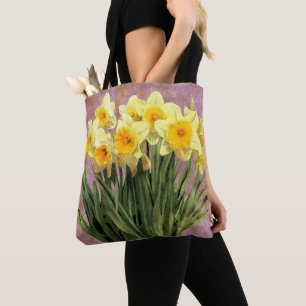 Bolsa Tote Lavanda rústica dos Daffodils amarelos do